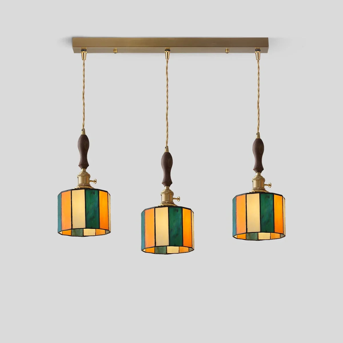 flairel Vintage Brass Glass Pendant Light
