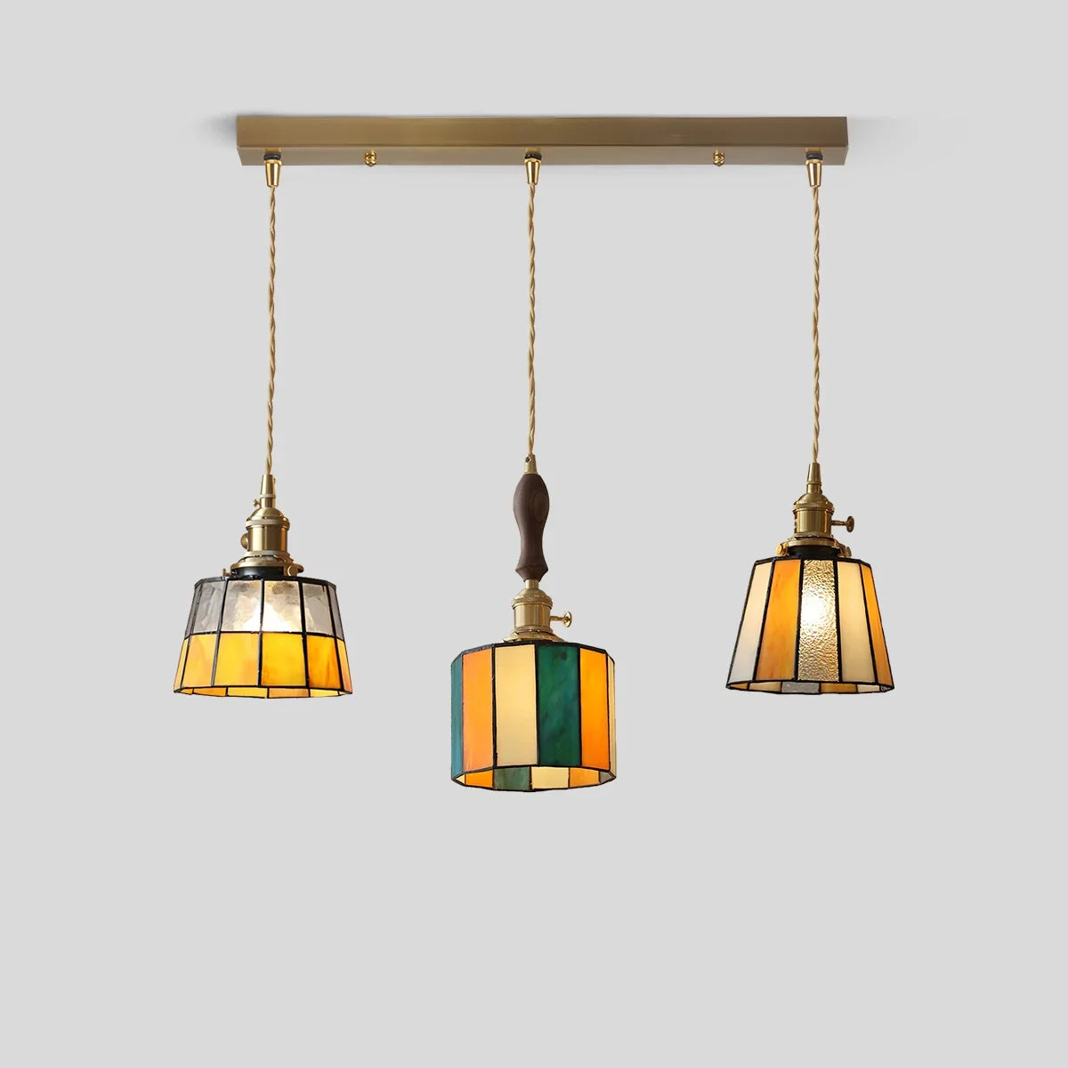 flairel Vintage Brass Glass Pendant Light