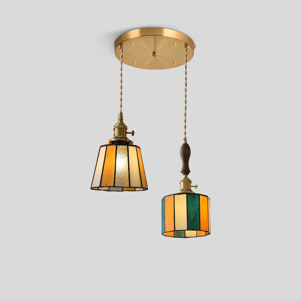 flairel Vintage Brass Glass Pendant Light