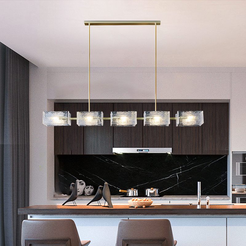 flairel Textured Glass Linear Chandelier for Dining Room
