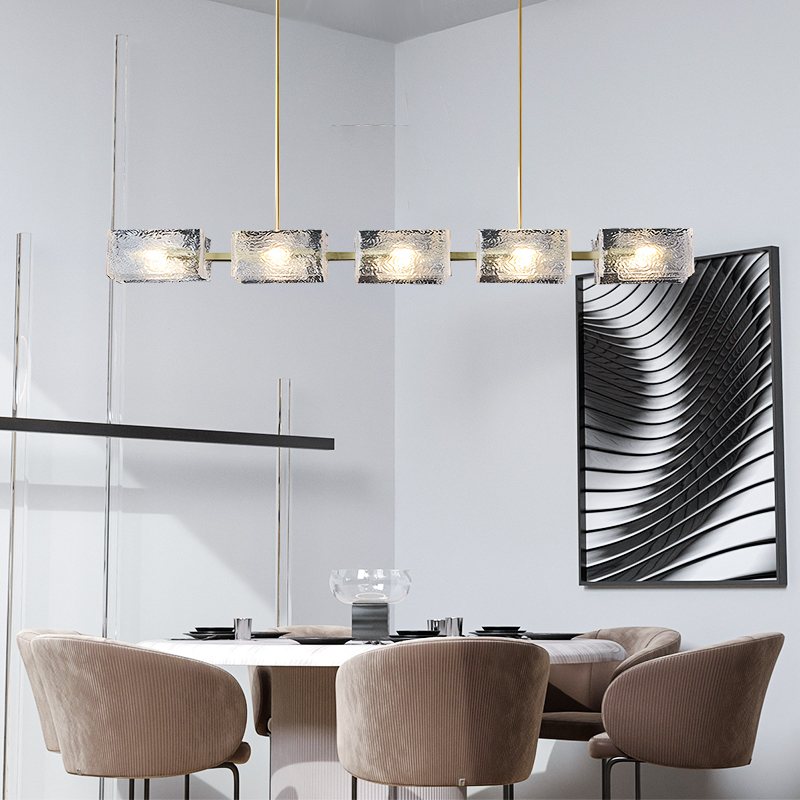 flairel Textured Glass Linear Chandelier for Dining Room