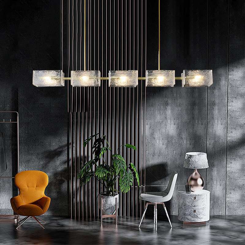 flairel Textured Glass Linear Chandelier for Dining Room