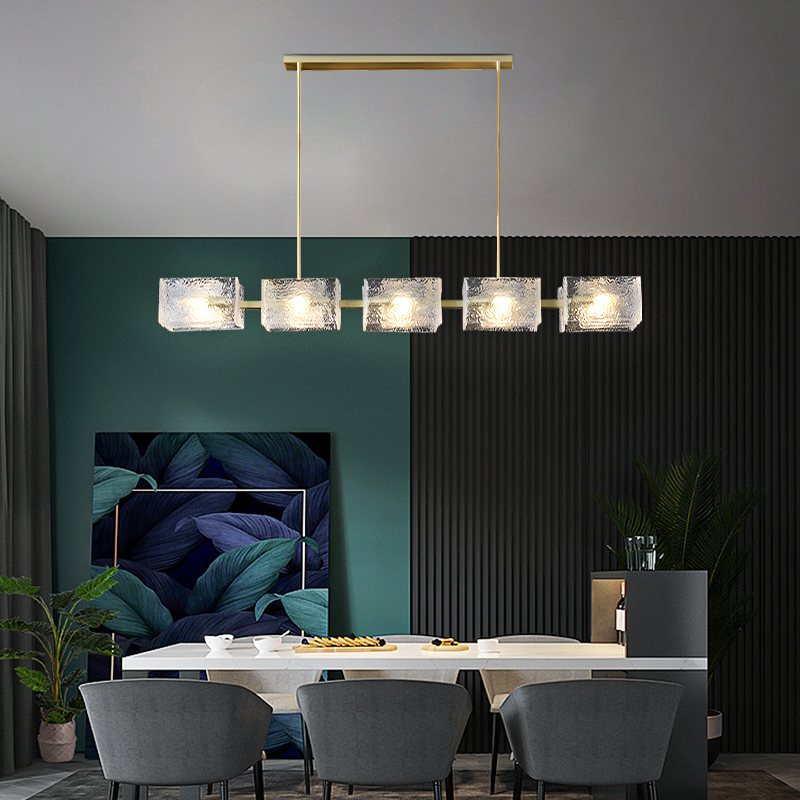 flairel Textured Glass Linear Chandelier for Dining Room