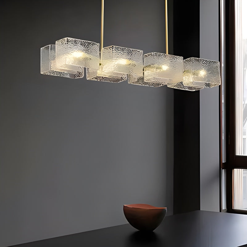 flairel Textured Glass Linear Chandelier for Dining Room