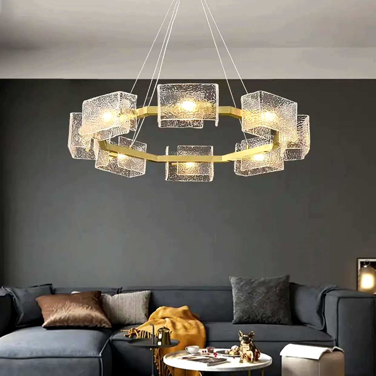 flairel Textured Glass Round Chandelier