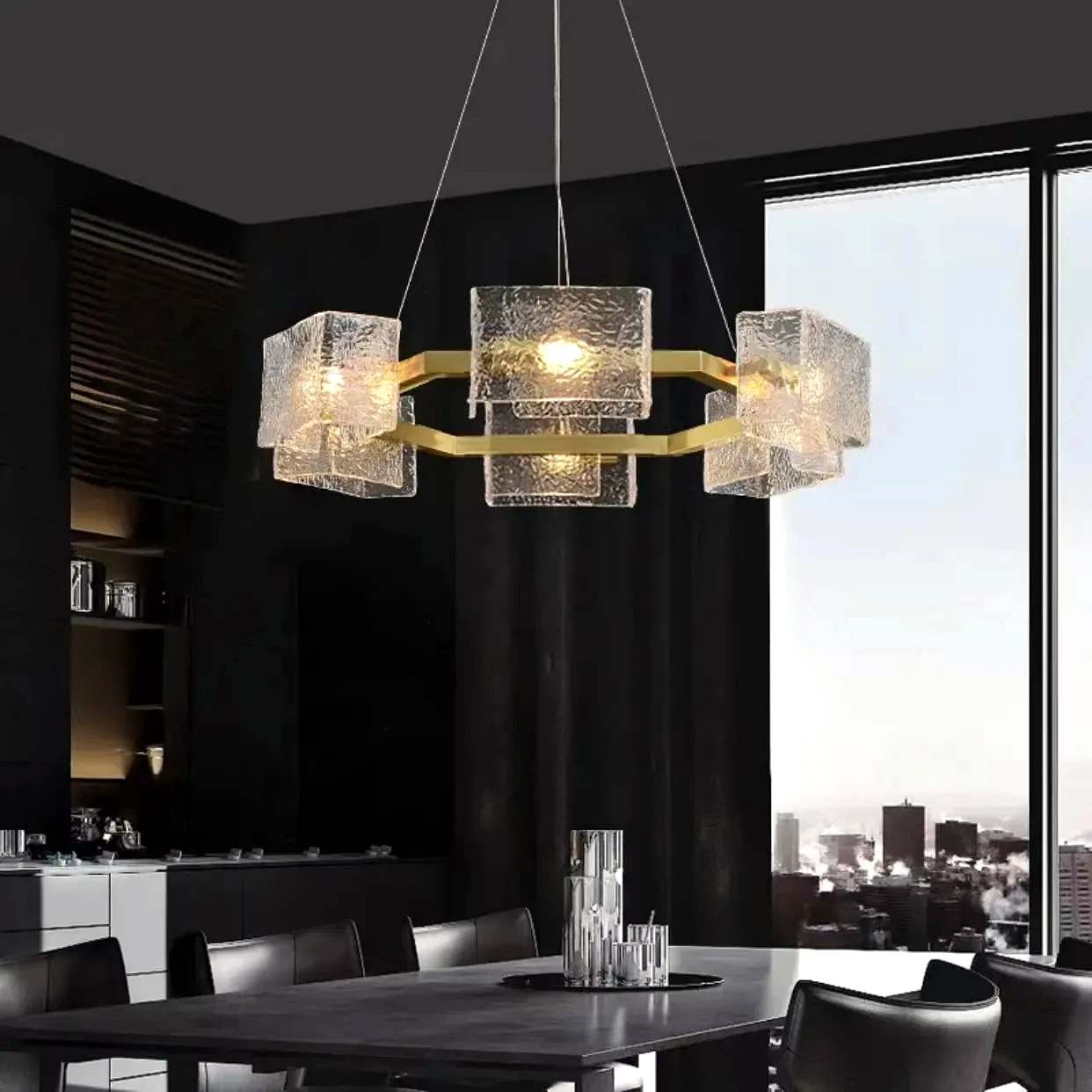 flairel Textured Glass Round Chandelier