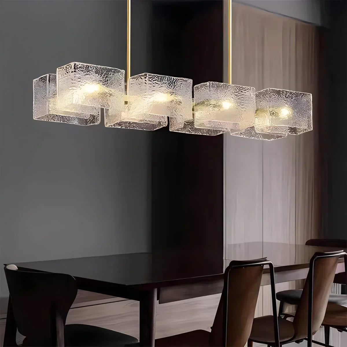 flairel Textured Glass Linear Chandelier for Dining Room