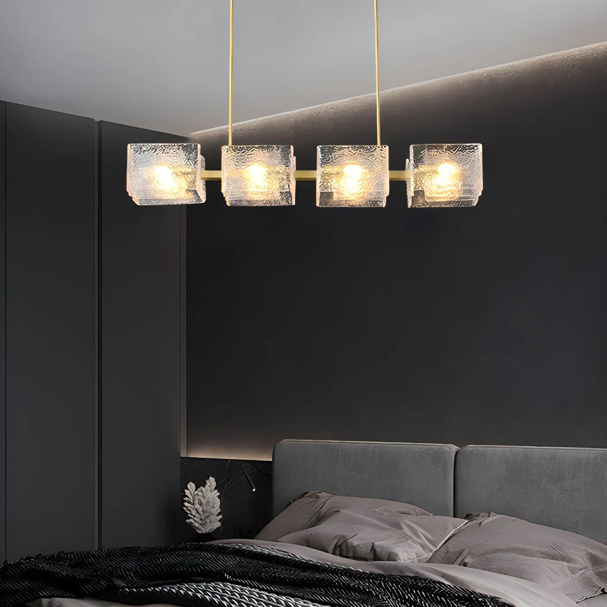 flairel Textured Glass Linear Chandelier for Dining Room