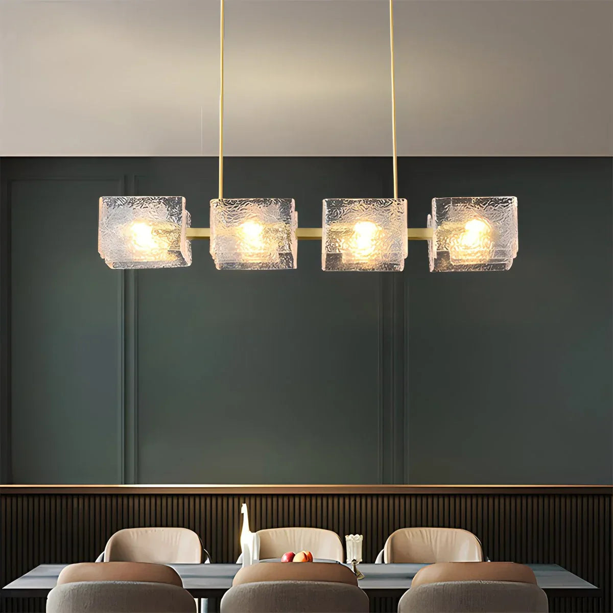 flairel Textured Glass Linear Chandelier for Dining Room