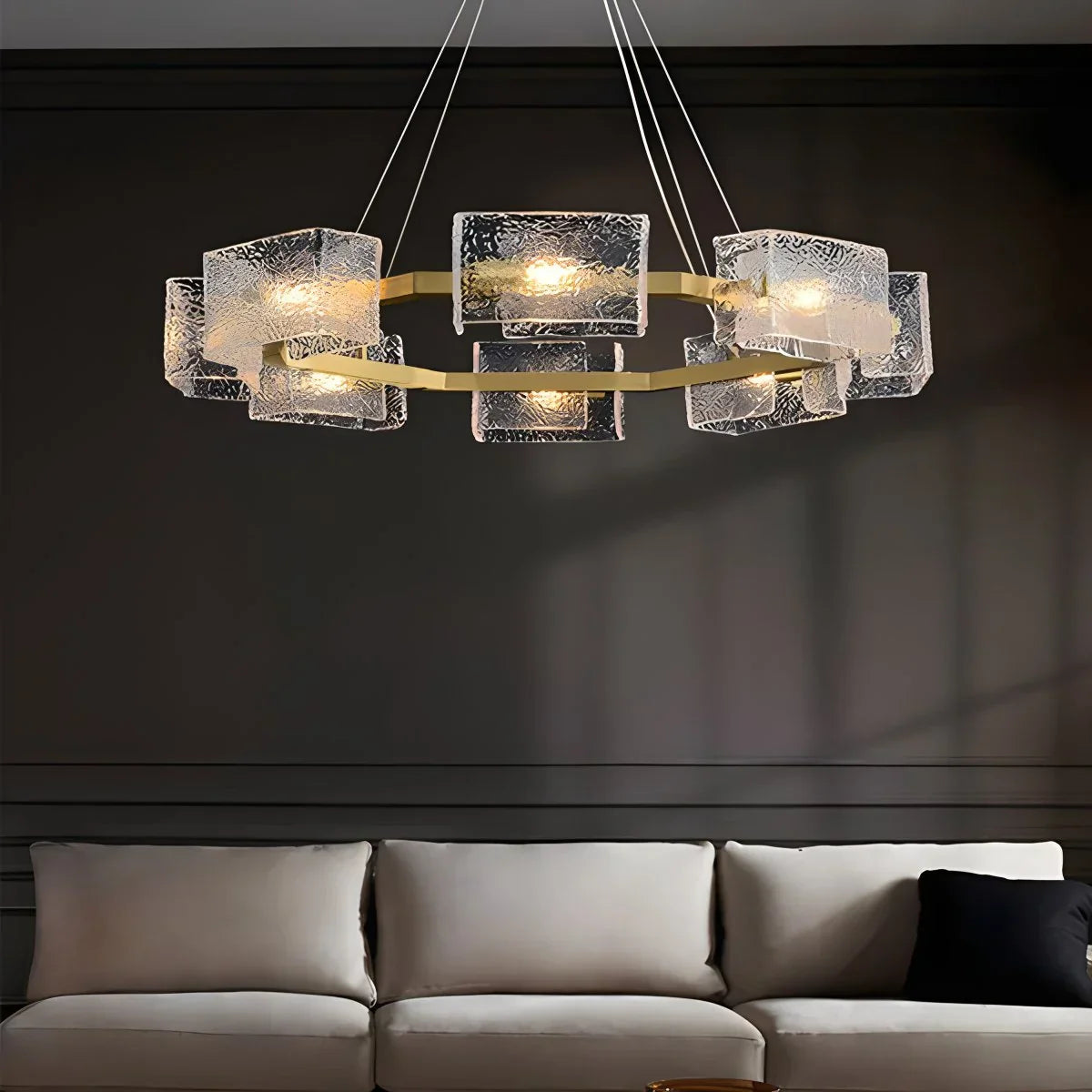 flairel Textured Glass Round Chandelier