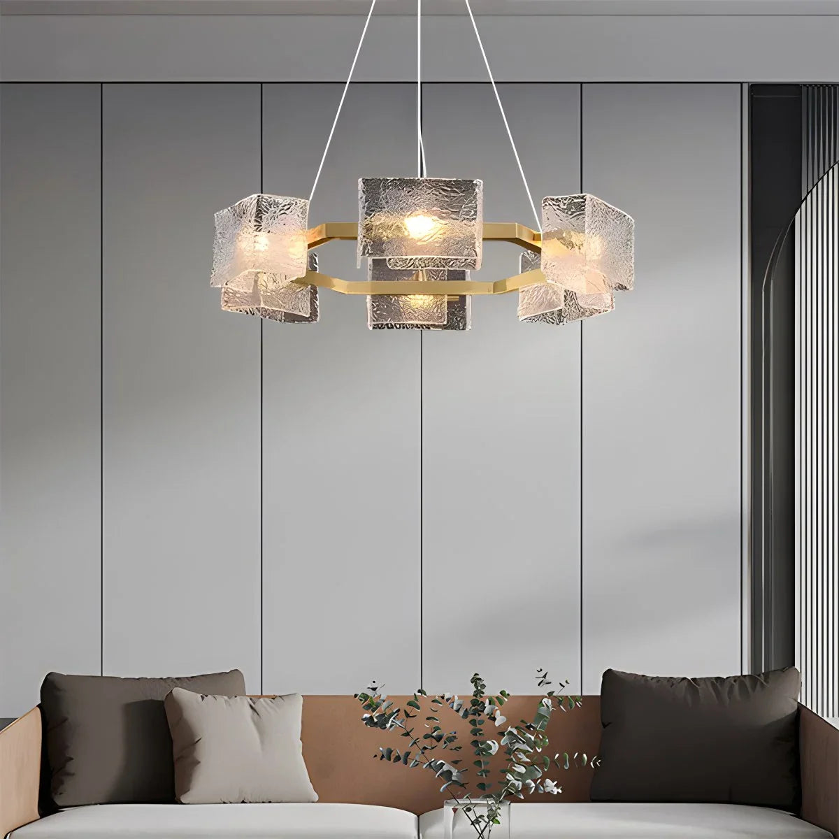 flairel Textured Glass Round Chandelier
