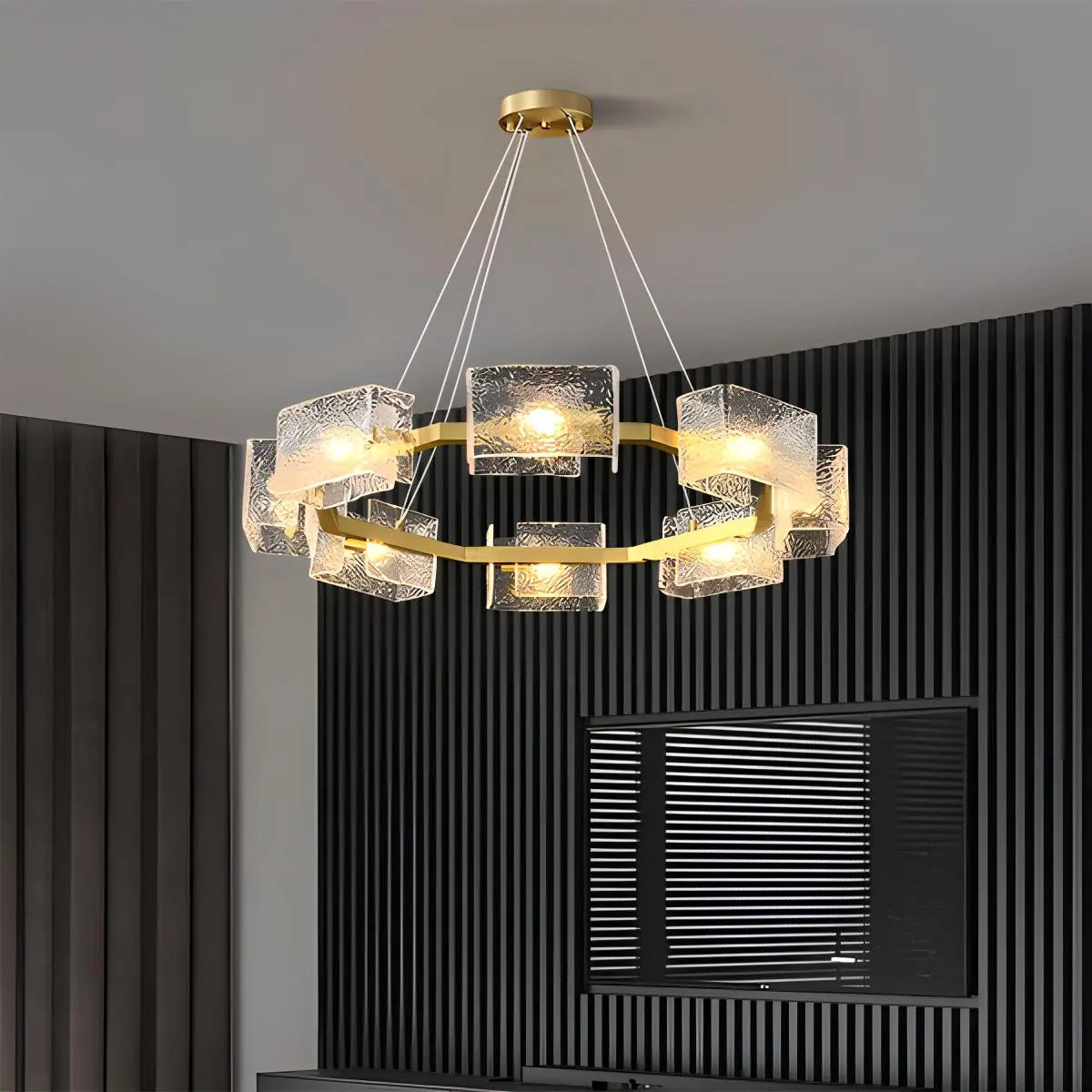 flairel Textured Glass Round Chandelier