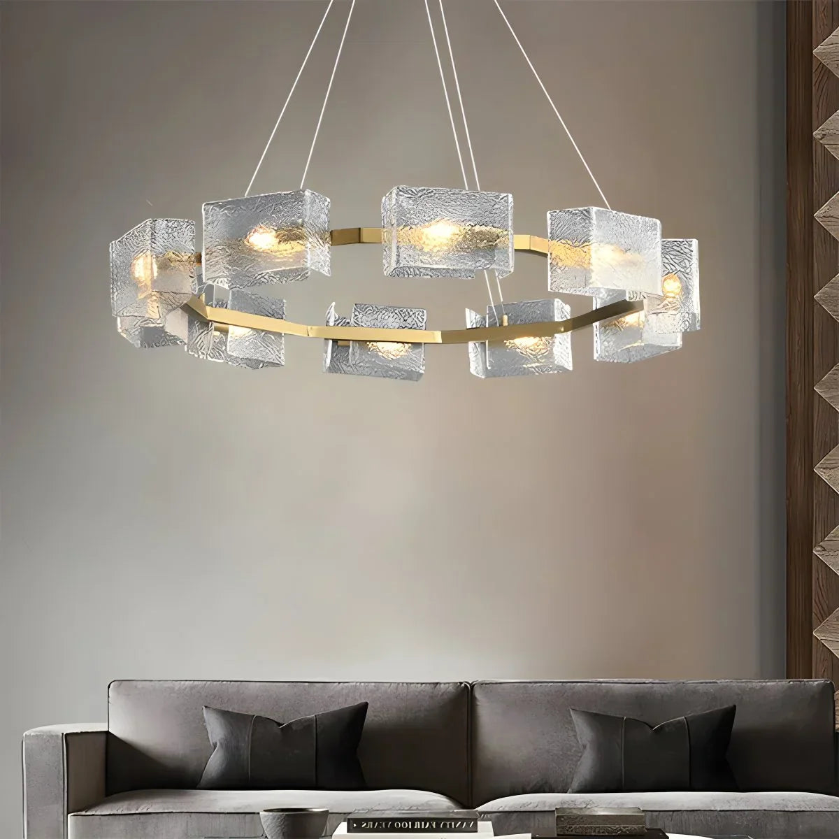 flairel Textured Glass Round Chandelier