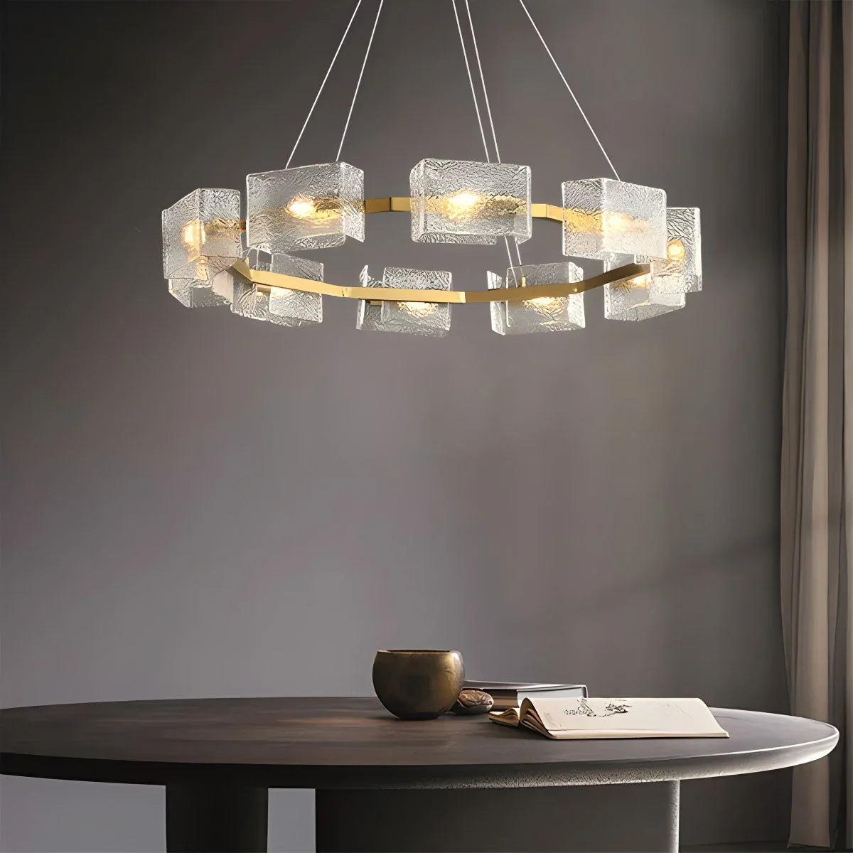 flairel Textured Glass Round Chandelier