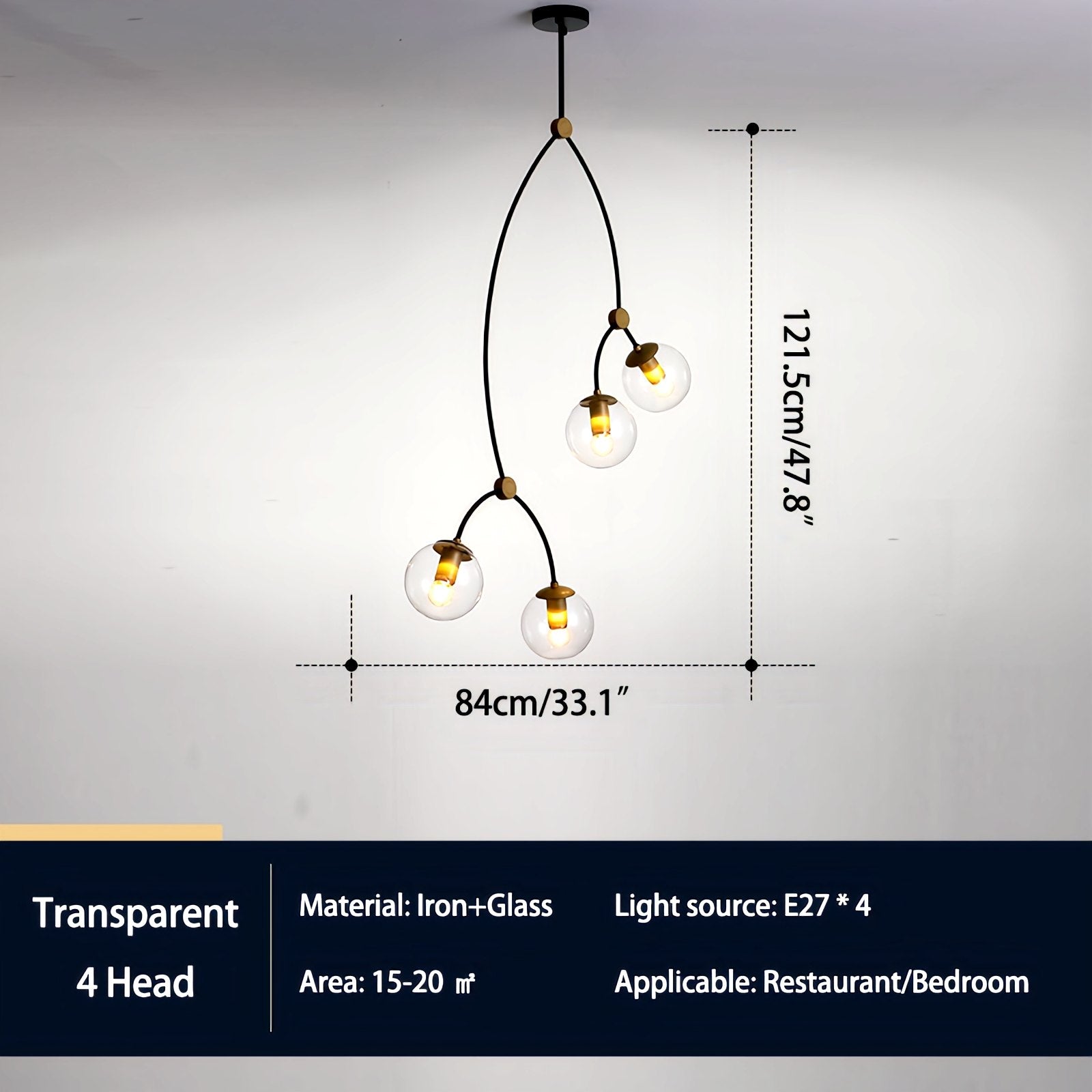flairel Minimalist Sputnik Globe Glass Chandelier
