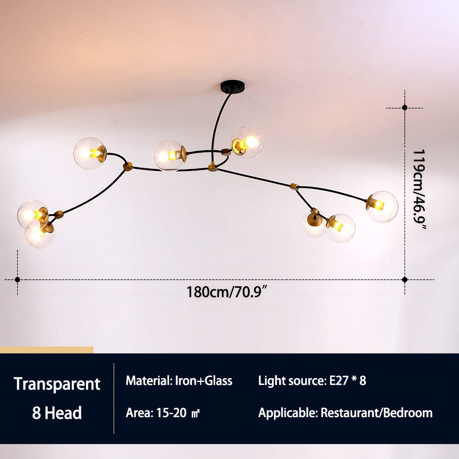 flairel Minimalist Sputnik Globe Glass Chandelier