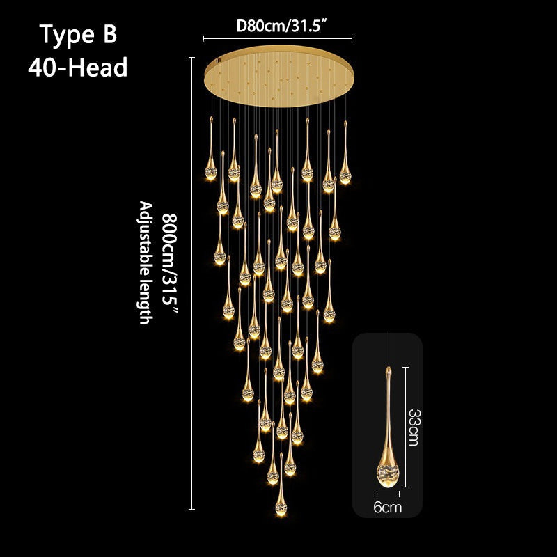 flairel Luxury Water Drop Pendant Chandelier for Living Room