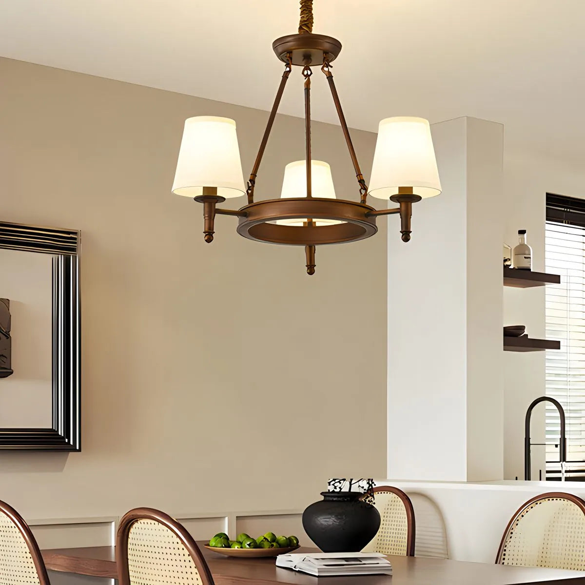flairel Vintage Ring Metal Fabric Chandelier