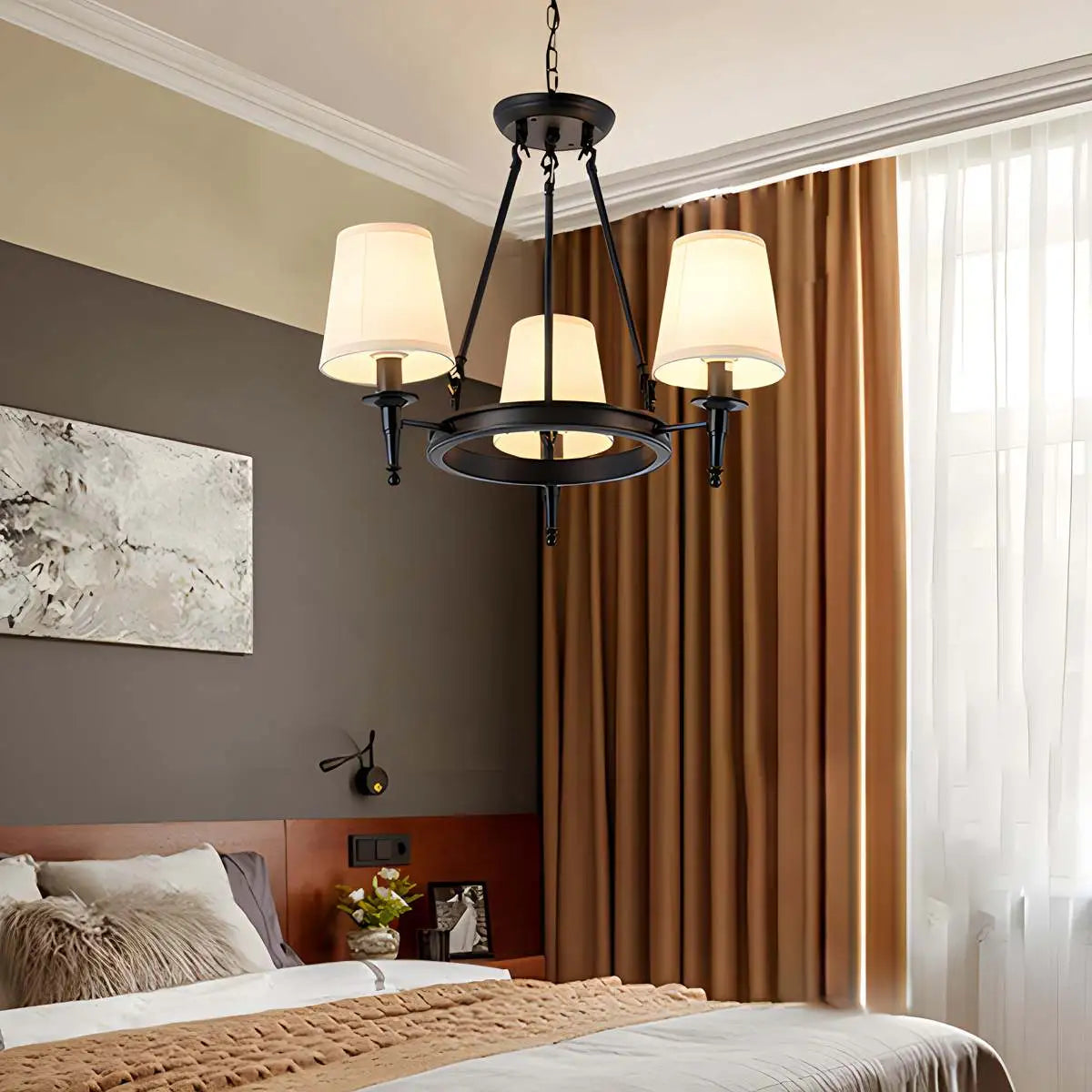 flairel Vintage Ring Metal Fabric Chandelier