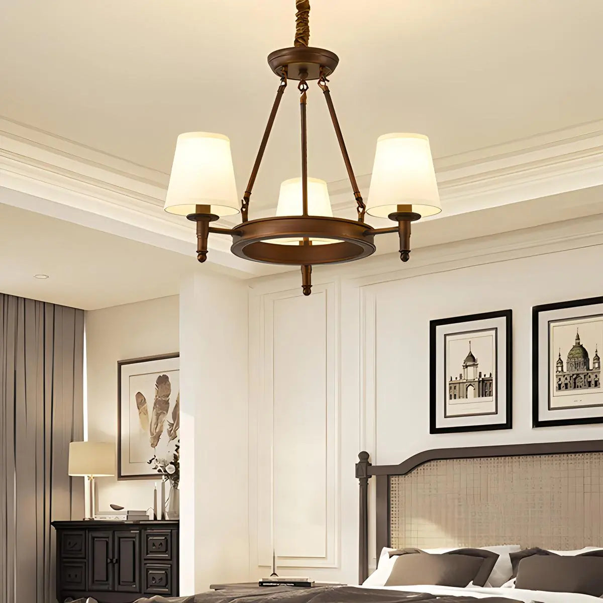 flairel Vintage Ring Metal Fabric Chandelier