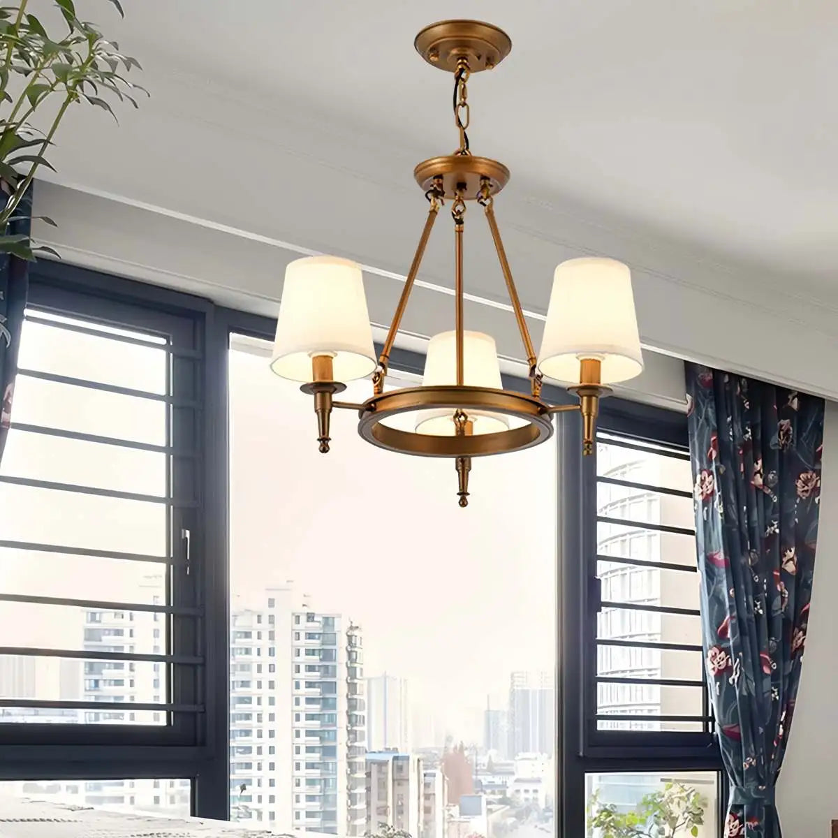flairel Vintage Ring Metal Fabric Chandelier
