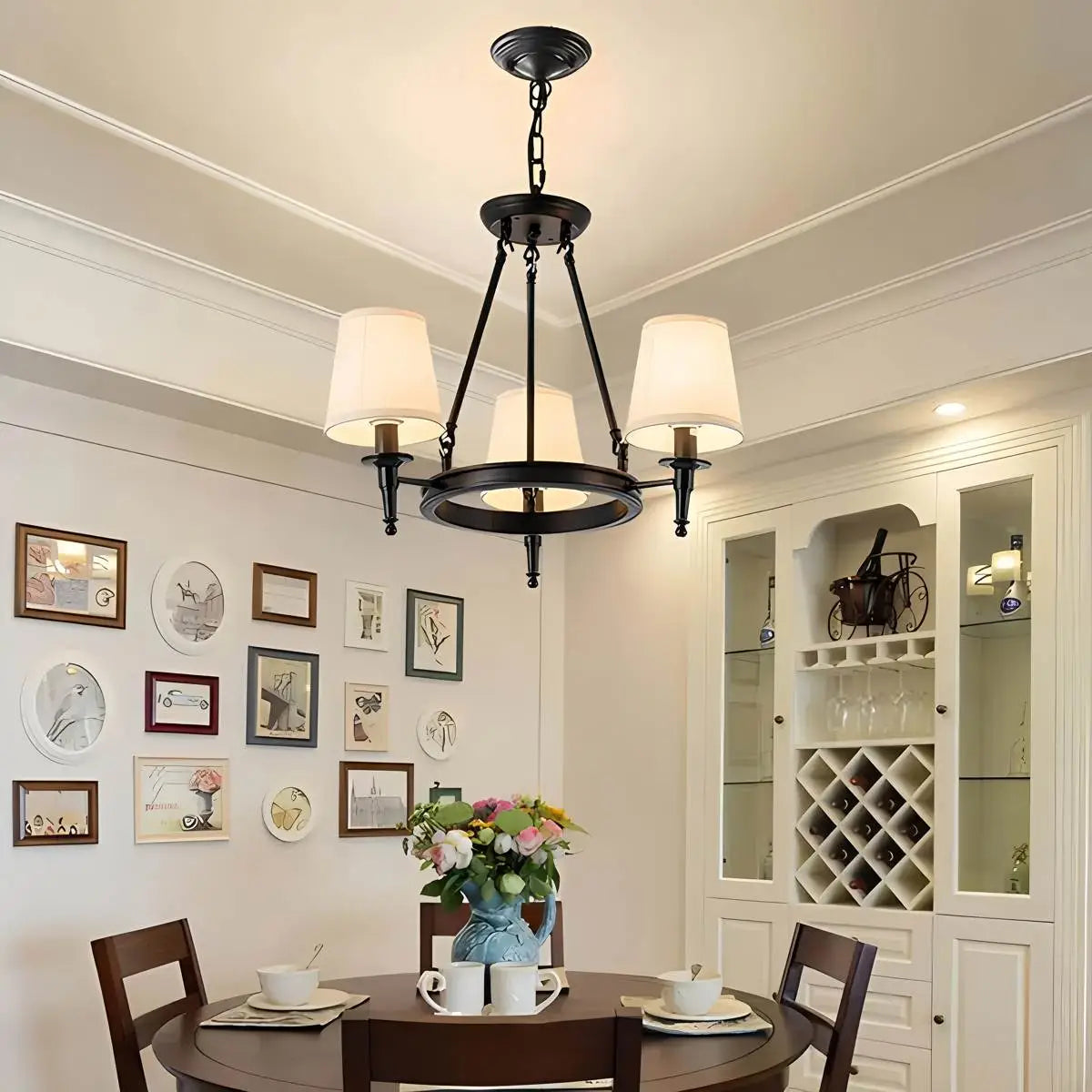 flairel Vintage Ring Metal Fabric Chandelier