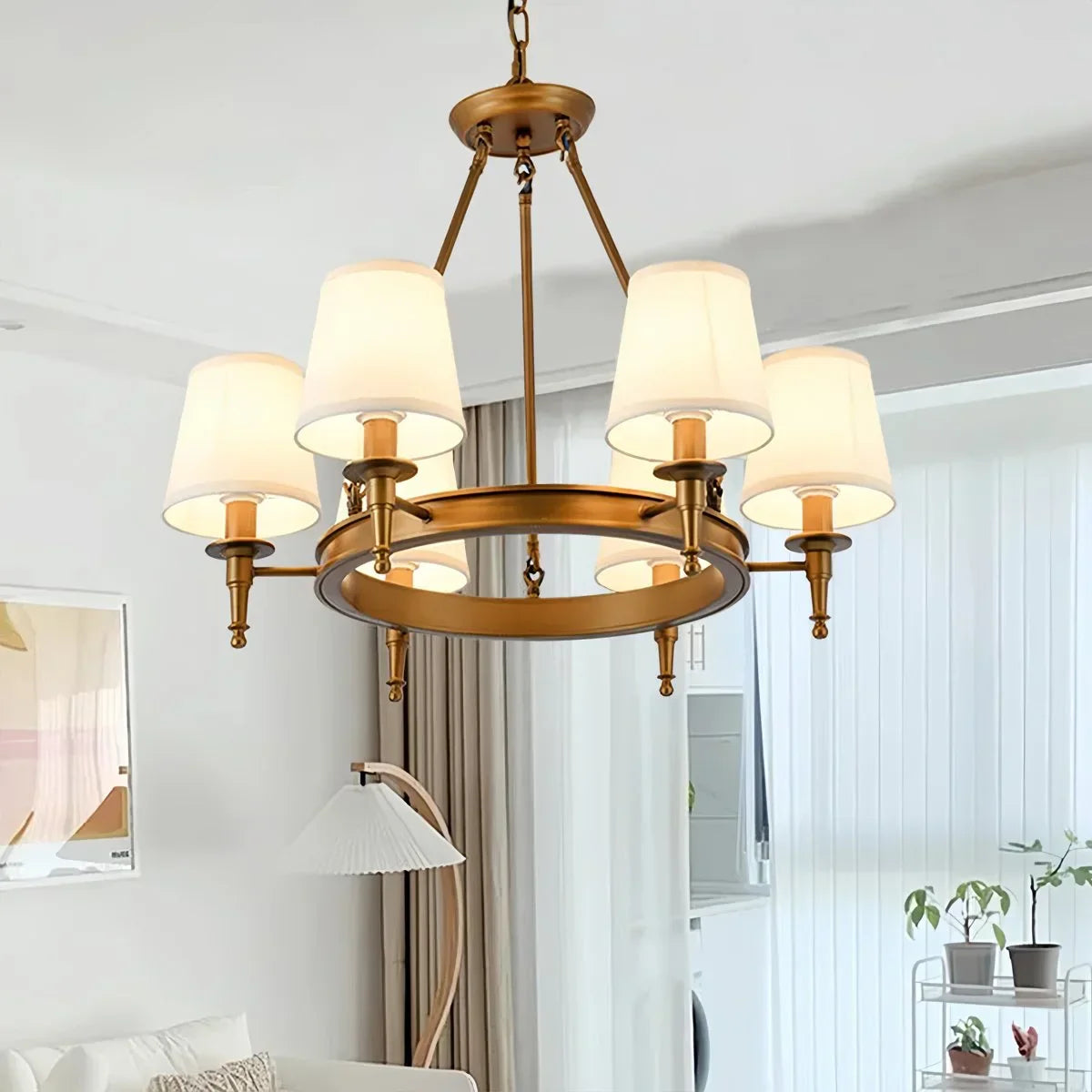 flairel Vintage Ring Metal Fabric Chandelier