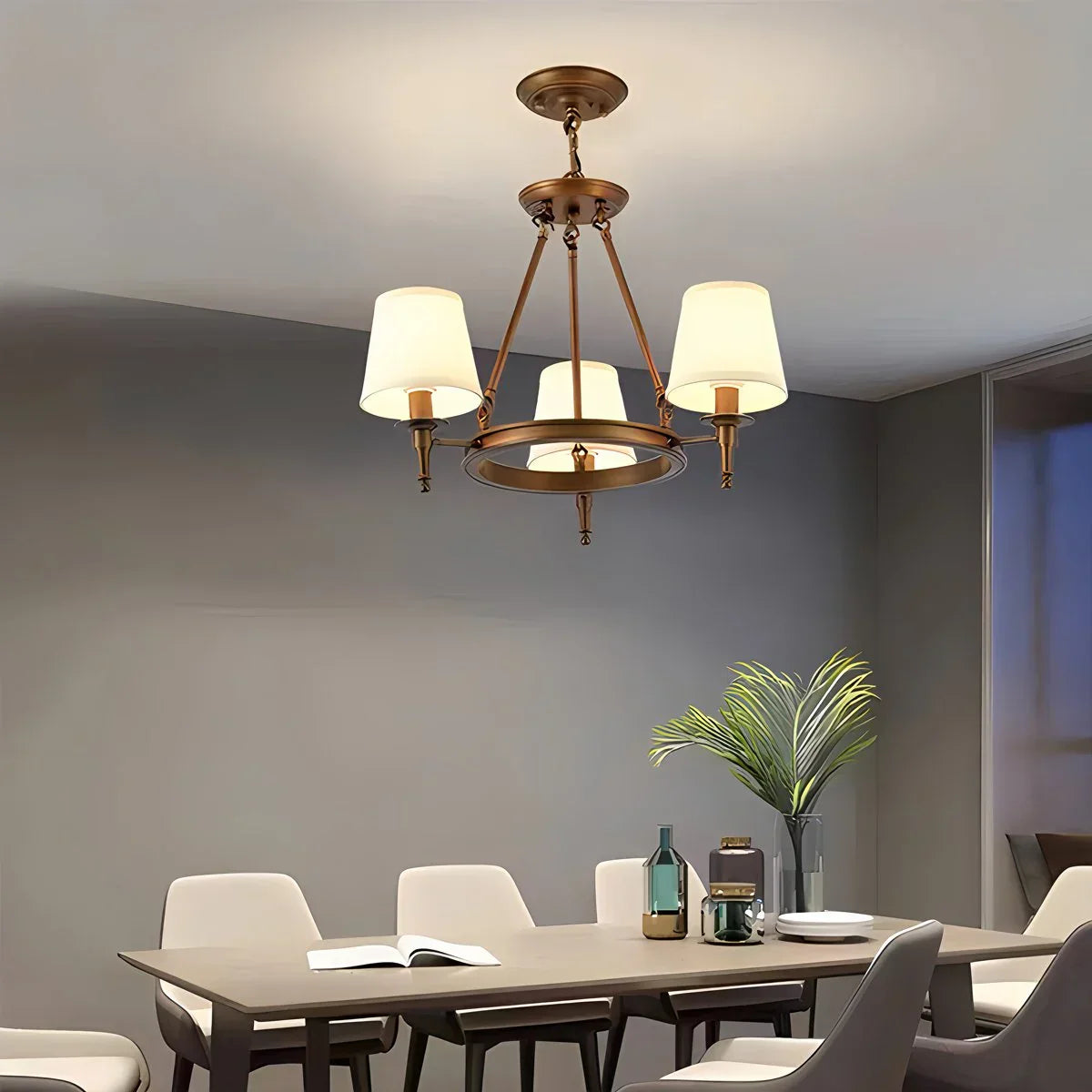 flairel Vintage Ring Metal Fabric Chandelier