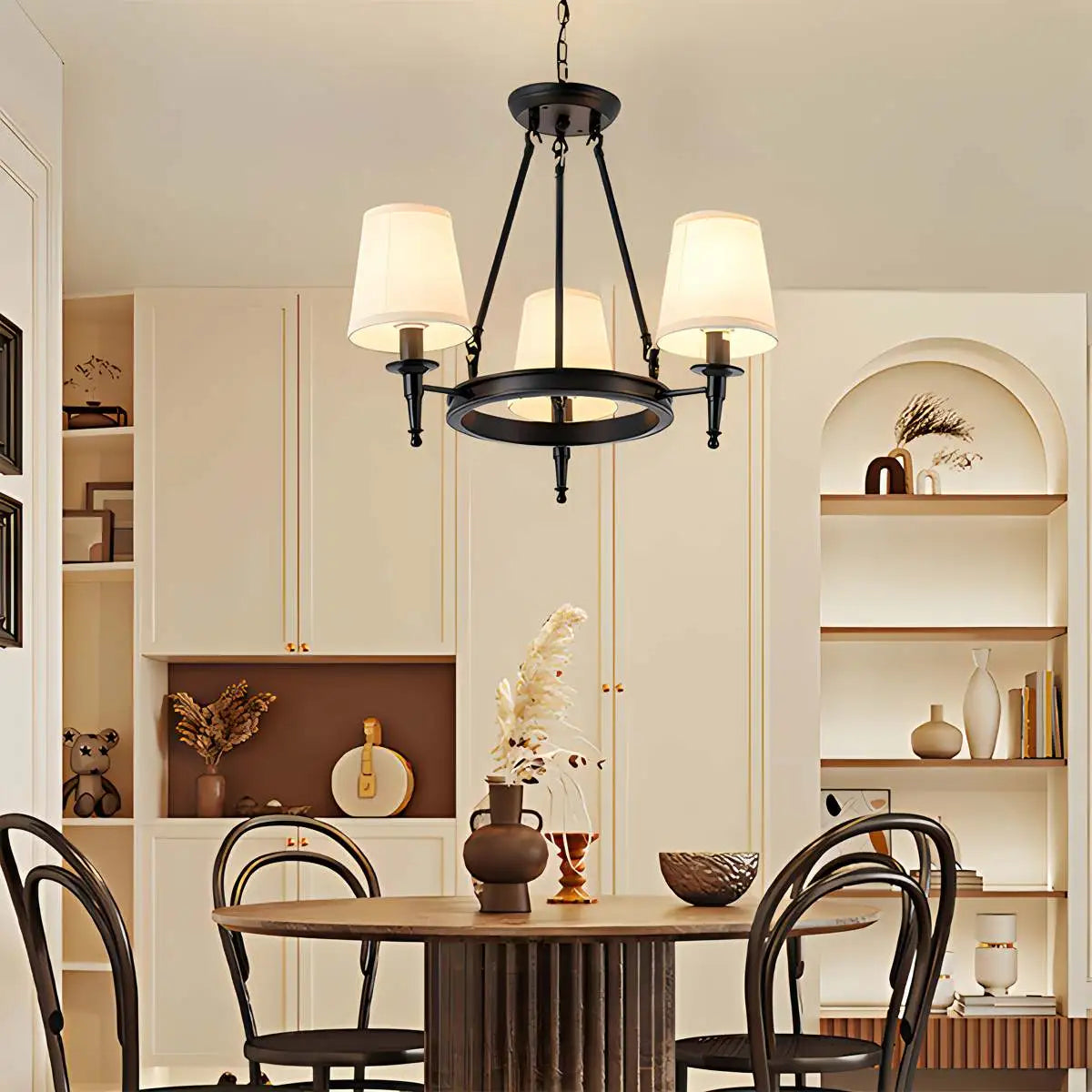 flairel Vintage Ring Metal Fabric Chandelier