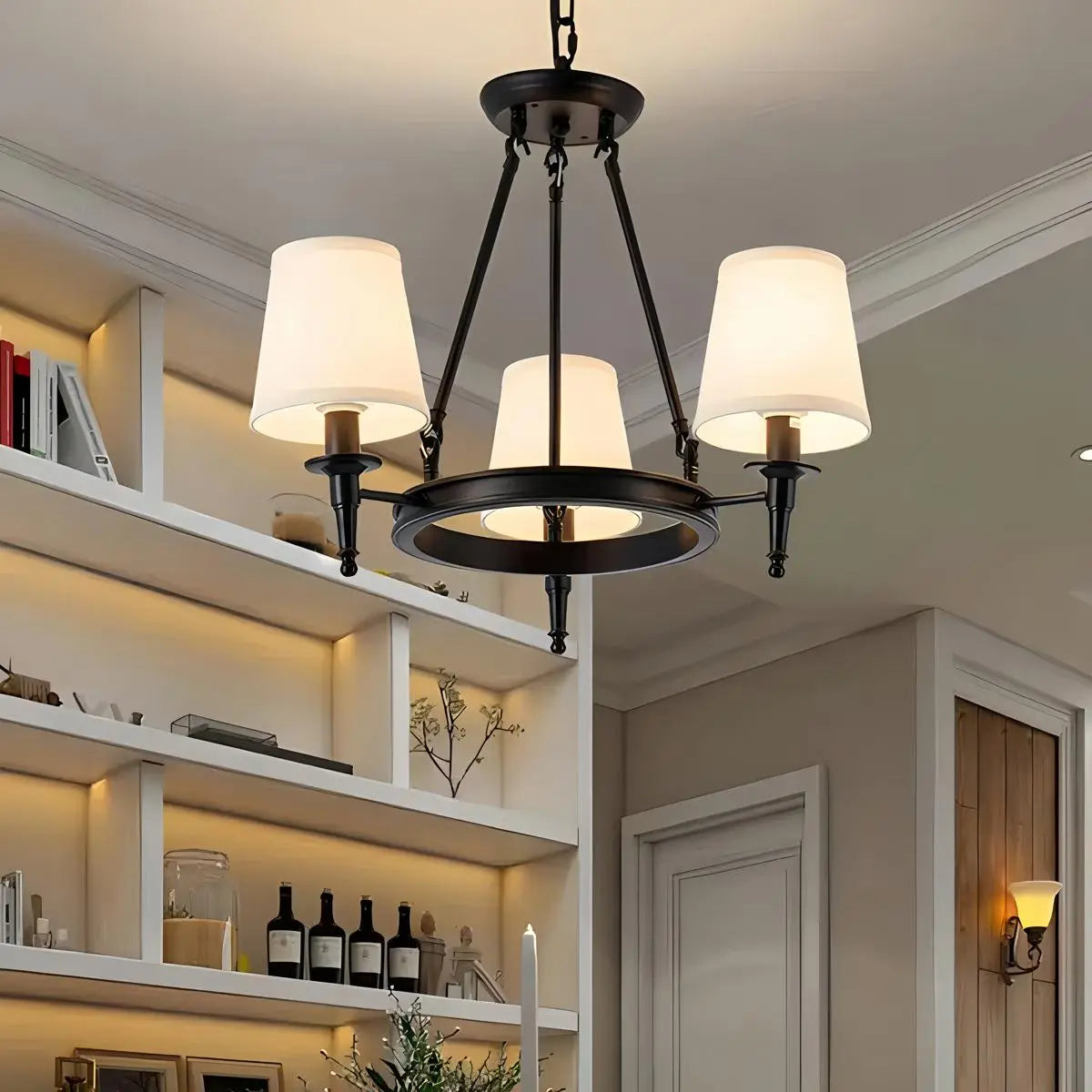 flairel Vintage Ring Metal Fabric Chandelier