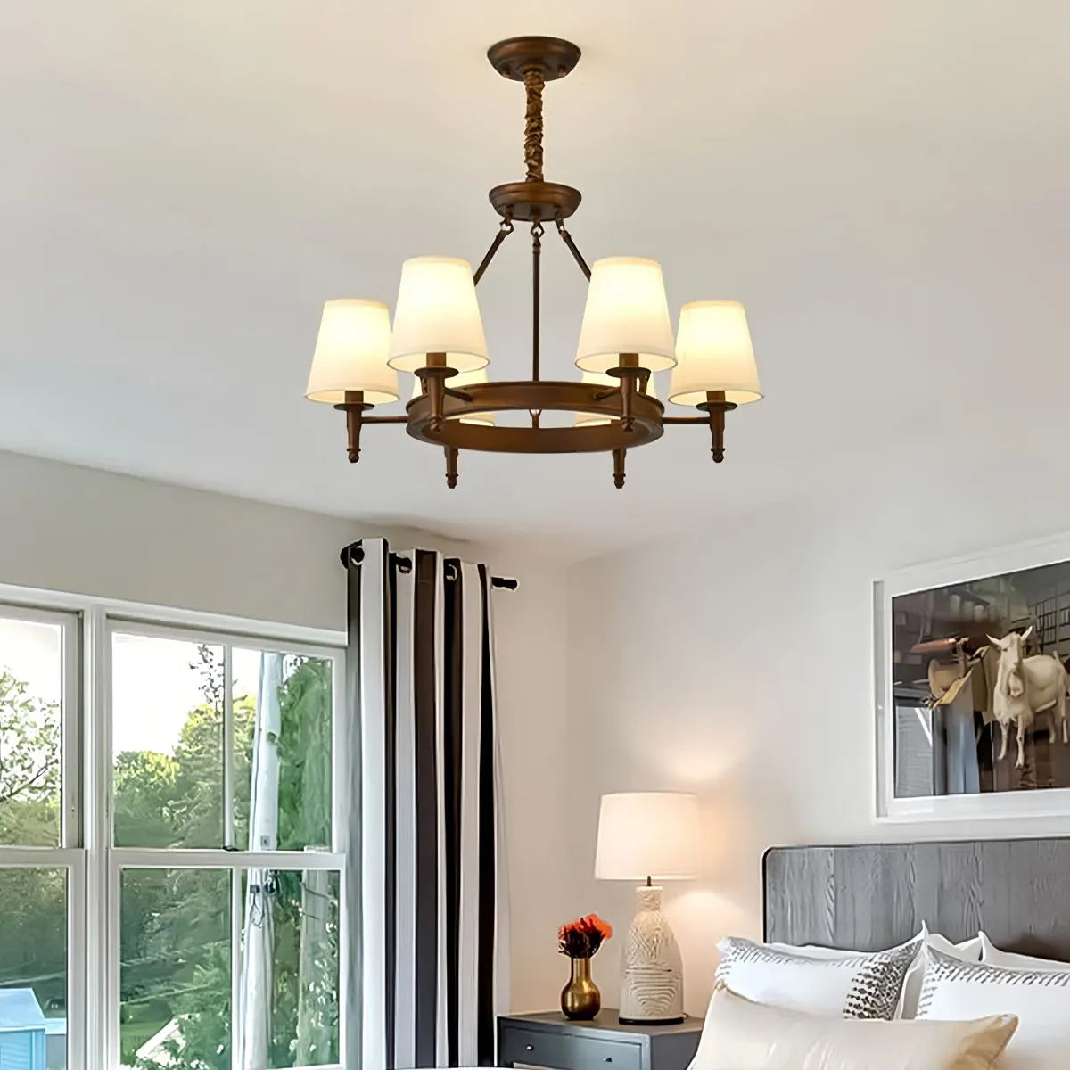 flairel Vintage Ring Metal Fabric Chandelier