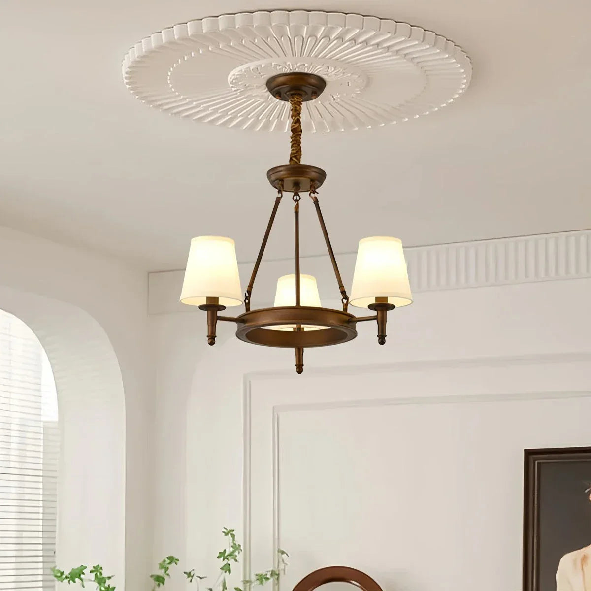 flairel Vintage Ring Metal Fabric Chandelier