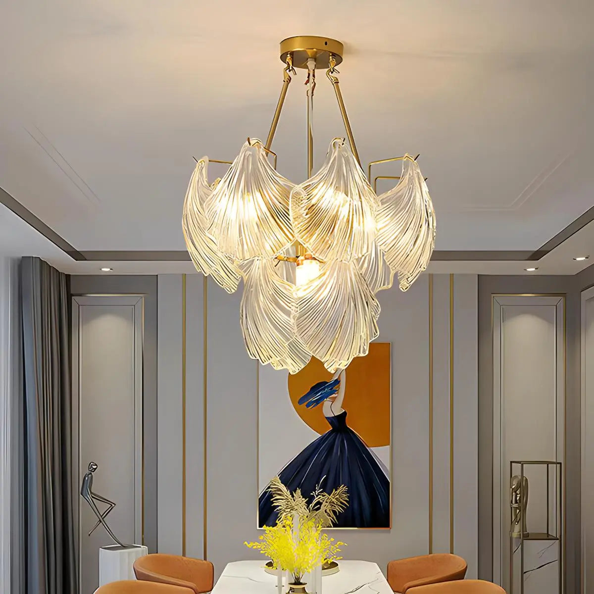 flairel Vintage Rowan Glass Shell Chandelier