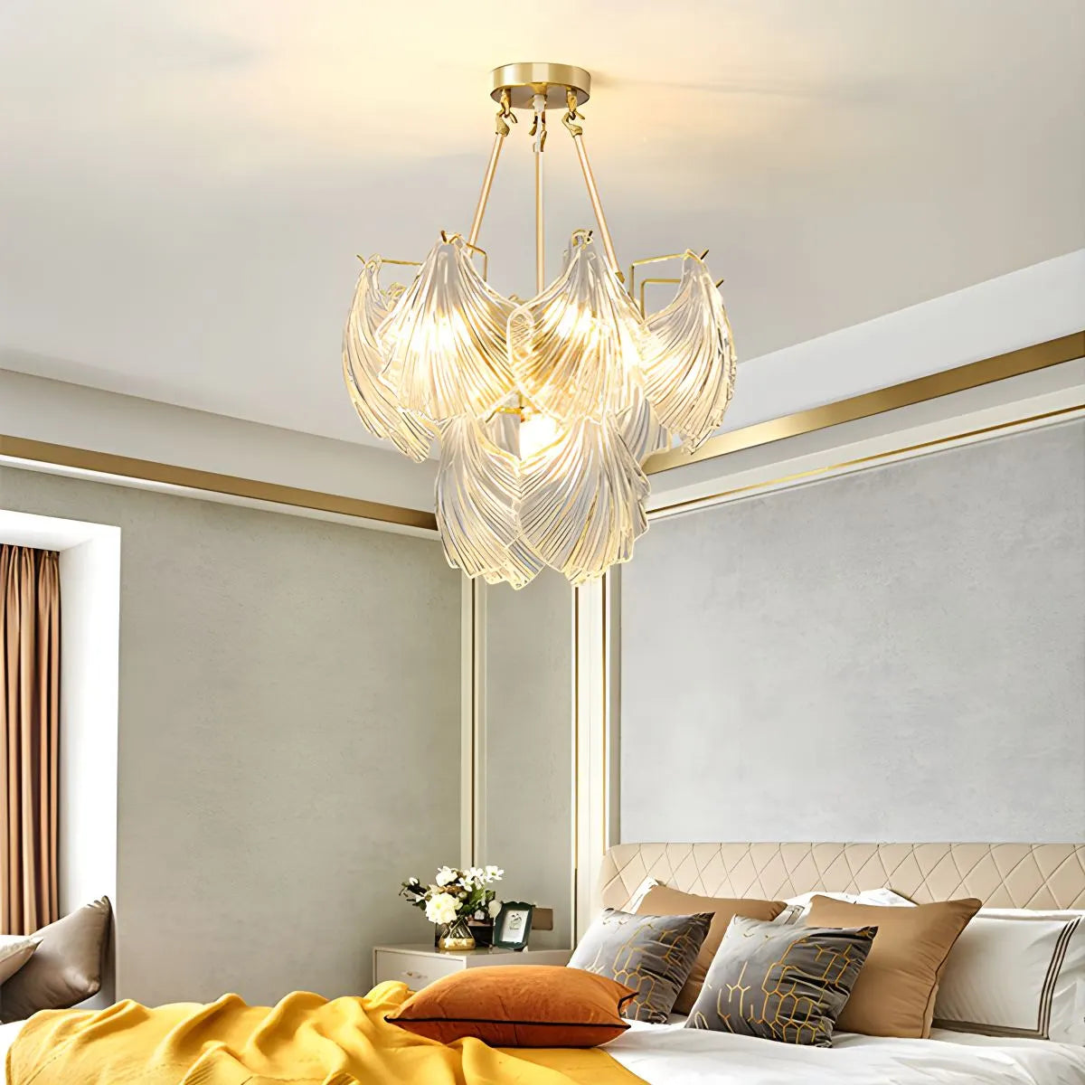 flairel Vintage Rowan Glass Shell Chandelier