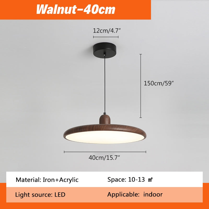 flairel Retro Walnut Color Round UFO Pendant Light