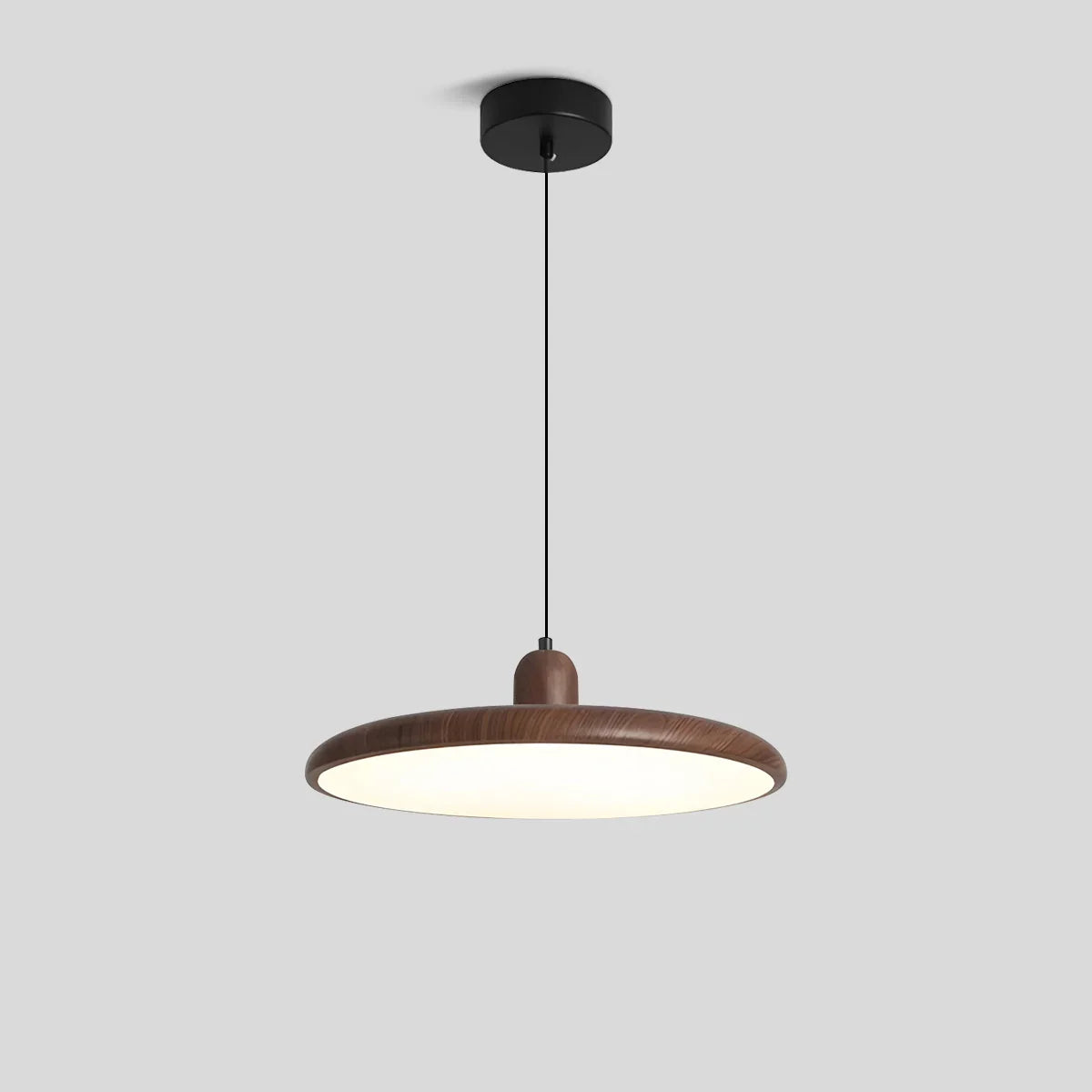 flairel Retro Walnut Color Round UFO Pendant Light