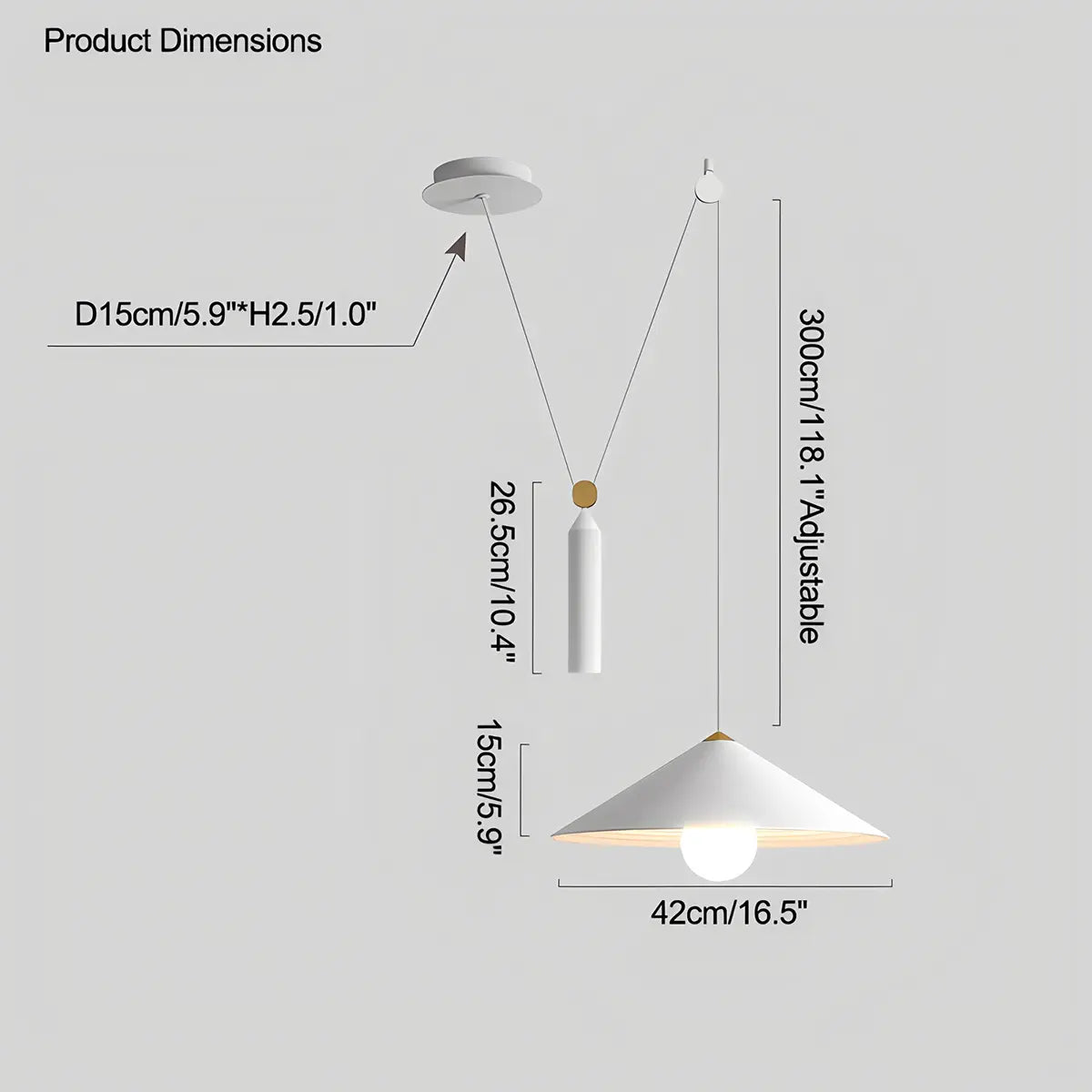 flairel Cone Counterweight Pulley Swag Pendant Lamp