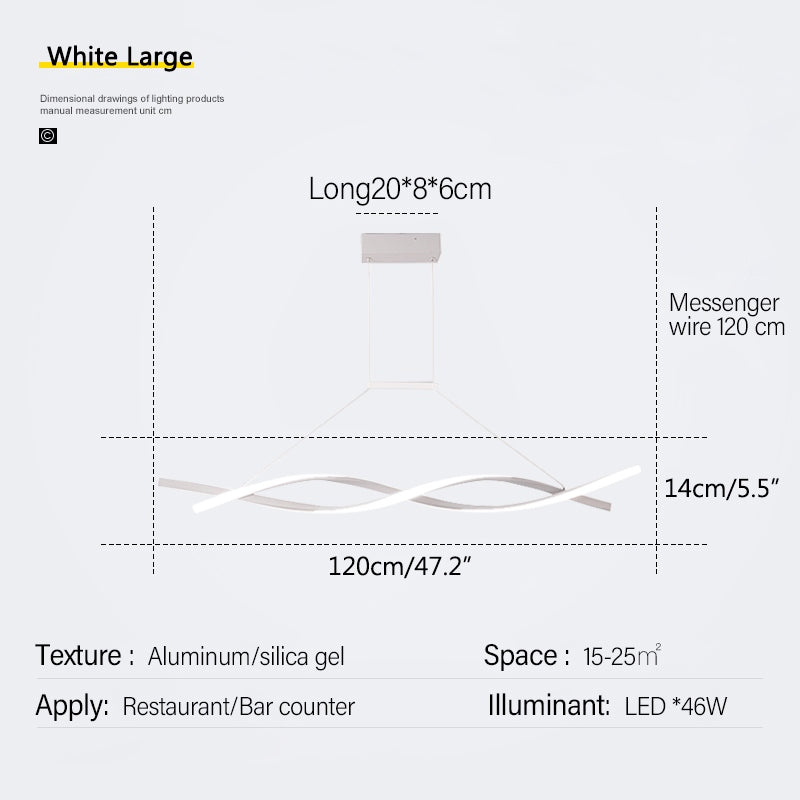 flairel LED Linear Wave Chandelier for Dining Room
