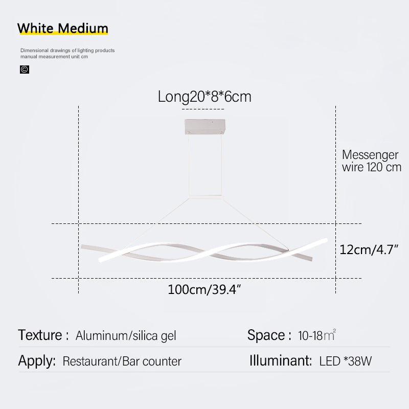 flairel LED Linear Wave Chandelier for Dining Room