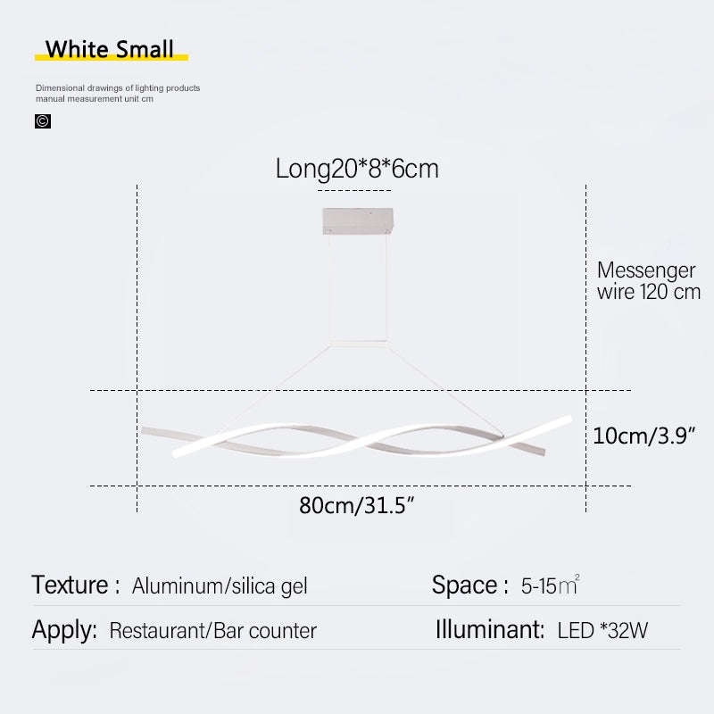 flairel LED Linear Wave Chandelier for Dining Room