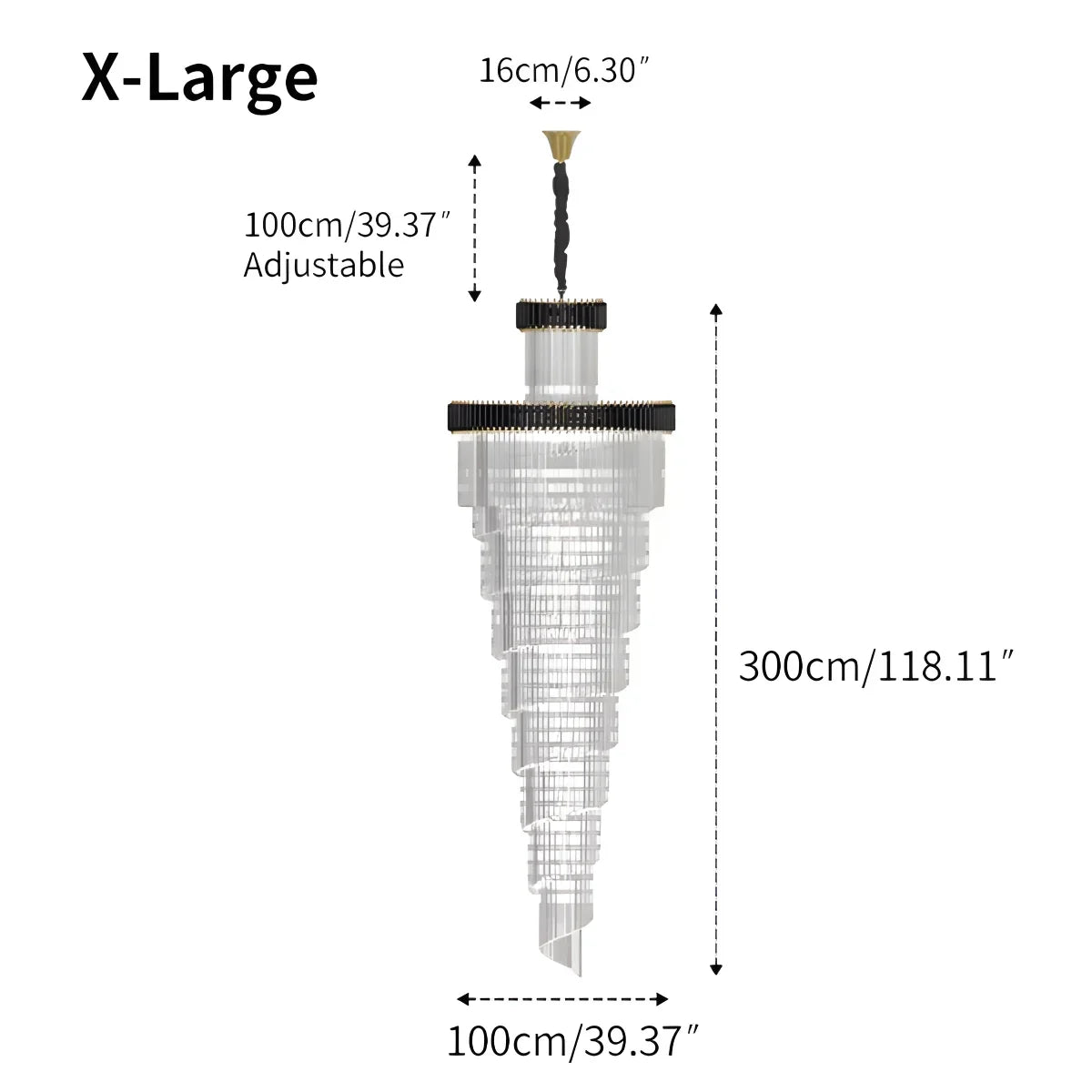 flairel Large Luxury Crystal Long Chandelier