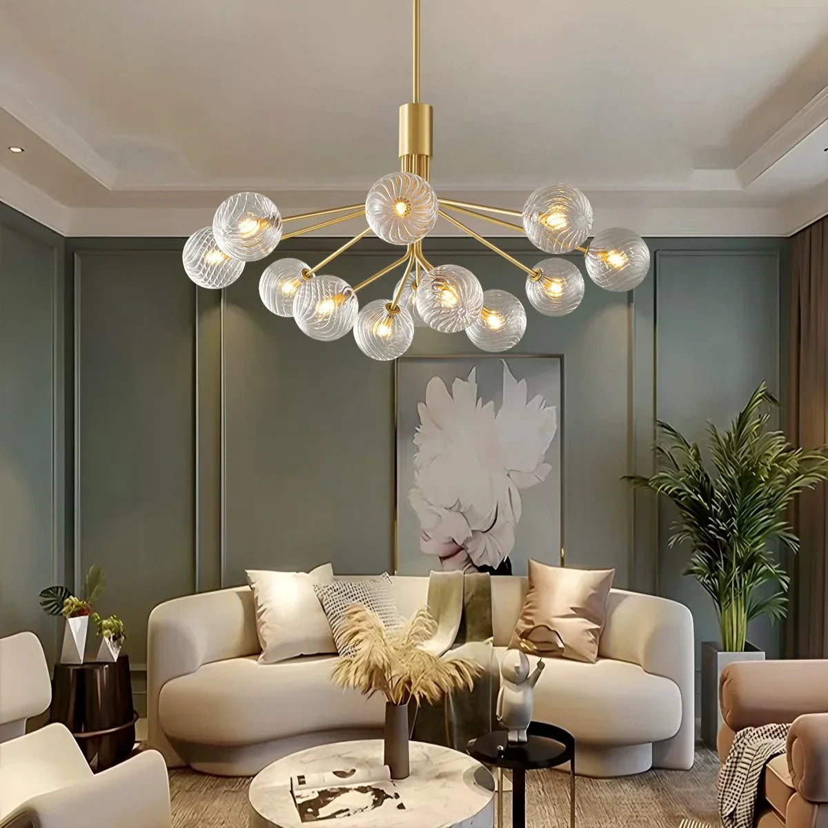 flairel All Copper Magic Bean Glass Chandelier