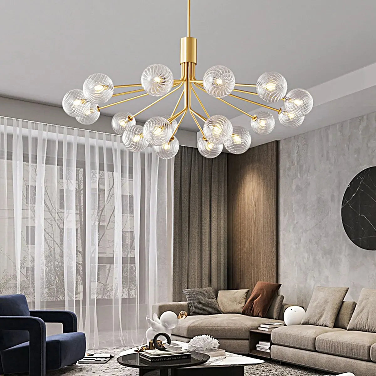 flairel All Copper Magic Bean Glass Chandelier