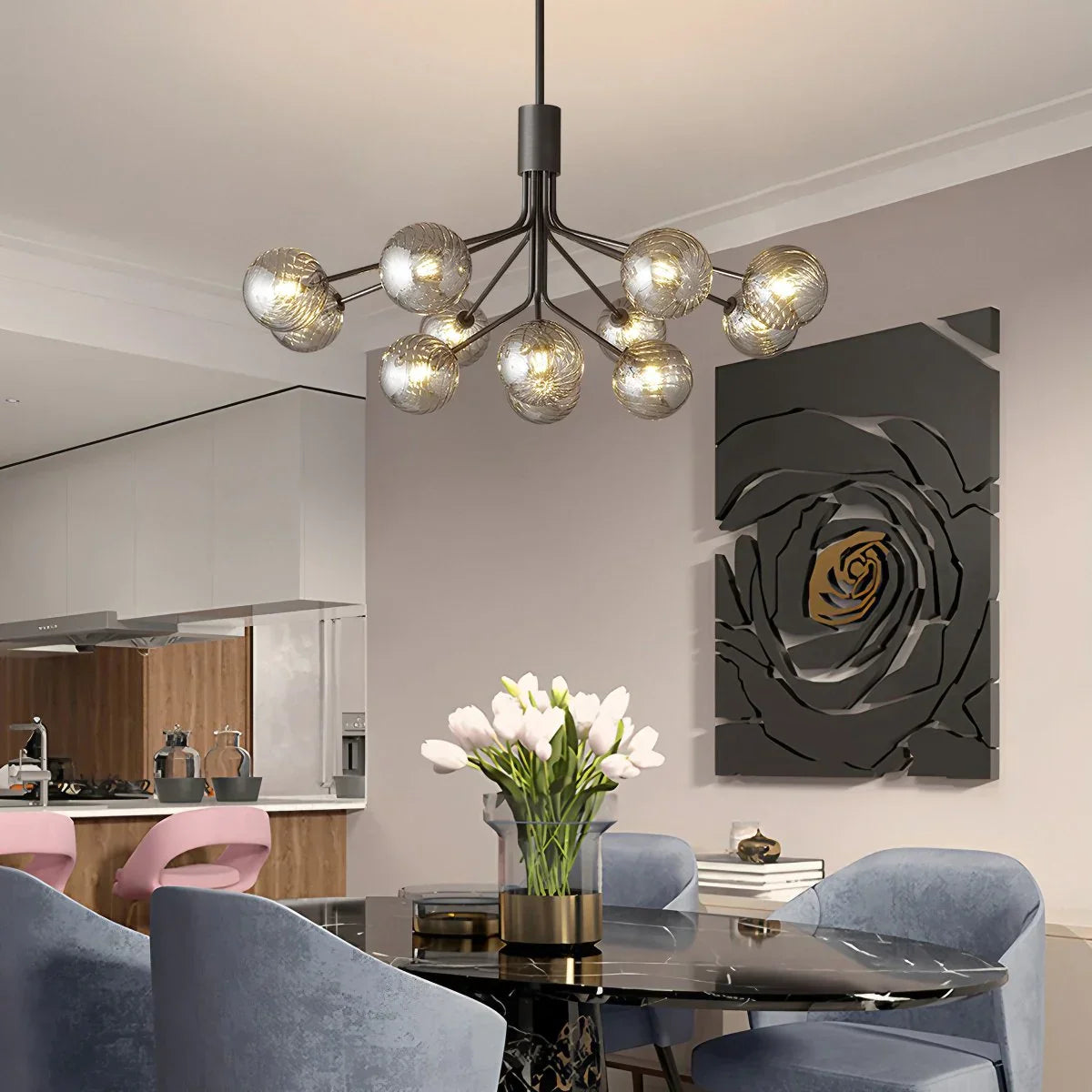 flairel All Copper Magic Bean Glass Chandelier