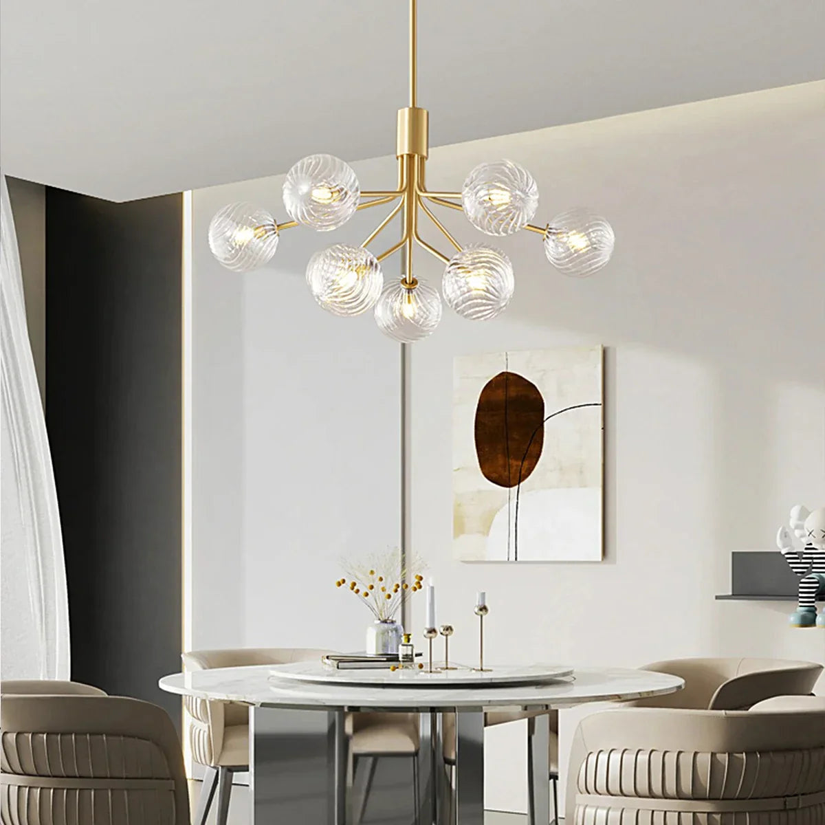 flairel All Copper Magic Bean Glass Chandelier
