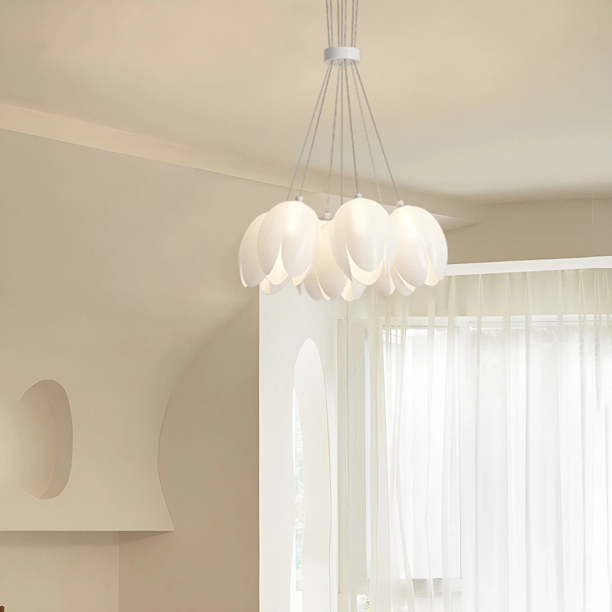 flairel French Tulip Flower & Ball Chandelier