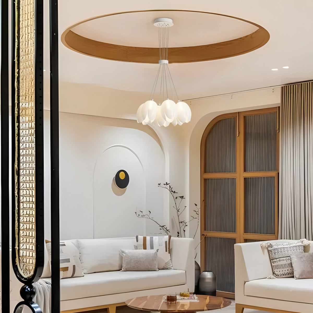 flairel French Tulip Flower & Ball Chandelier