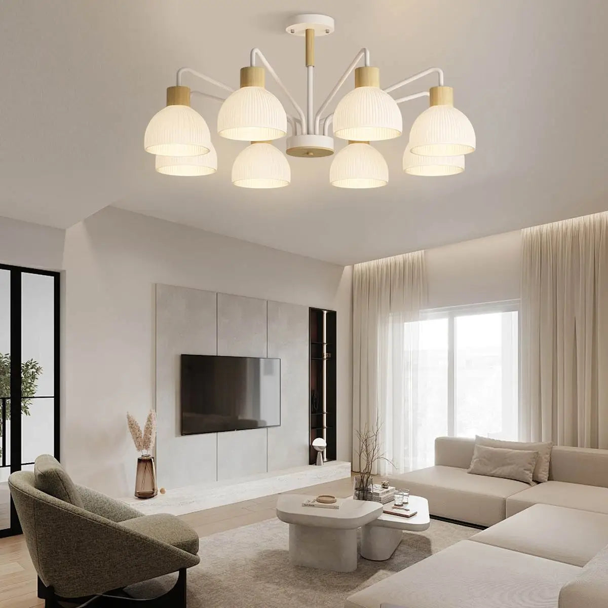 flairel American Country Retro Living Room Chandelier