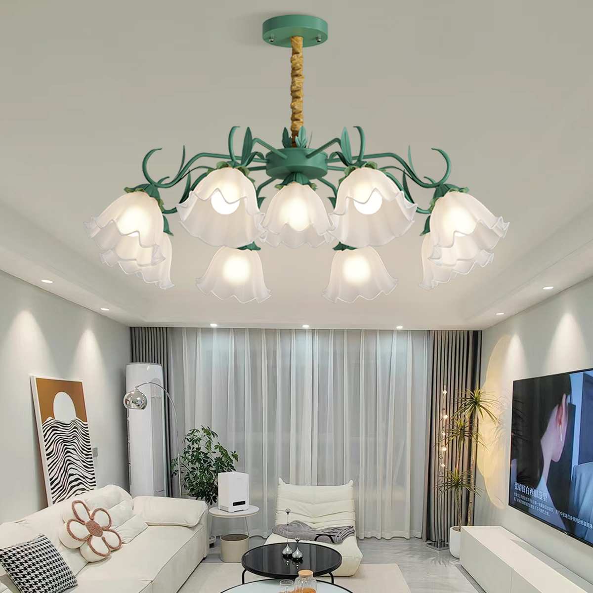 flairel American Retro Pastoral Style Flower Chandelier