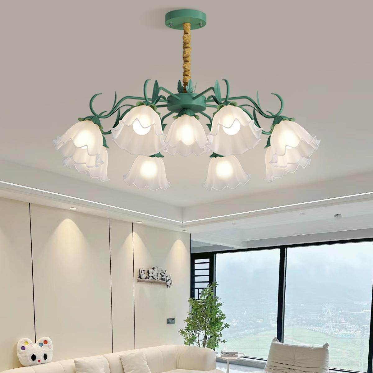flairel American Retro Pastoral Style Flower Chandelier